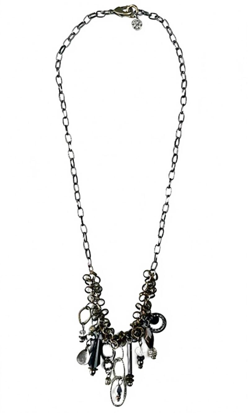NEW LEGEND OR LIES women's cluster chain & dangles necklace in mixed metal